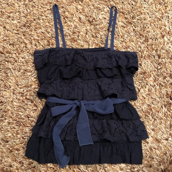 Abercrombie & Fitch Tops - Abercrombie & Fitch - navy ruffled tank top L Abercrombie & Fitch Tops - Abercrombie & Fitch - navy ruffled tank top L